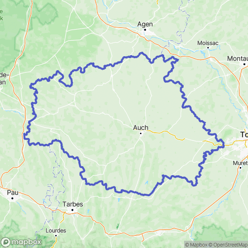 Carte de la zone de délimitation de gers