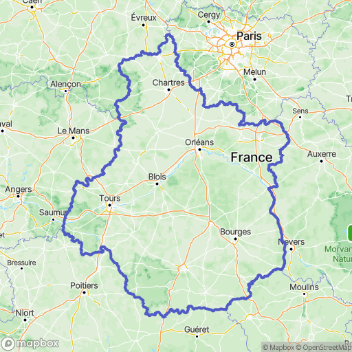 Carte de la zone de délimitation de centre-val-de-loire