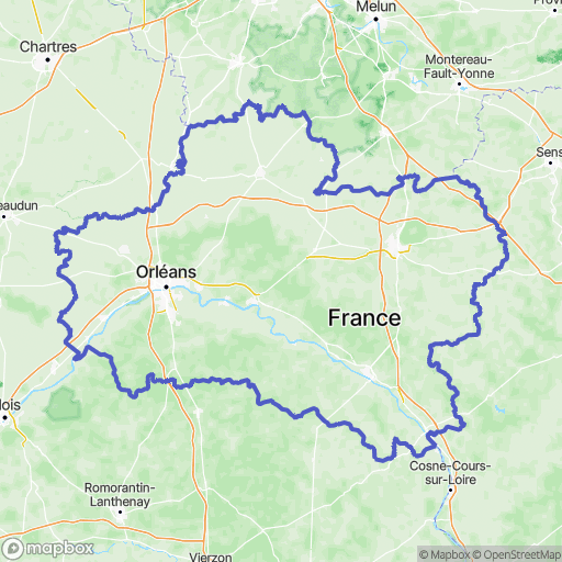 Carte de la zone de délimitation de loiret