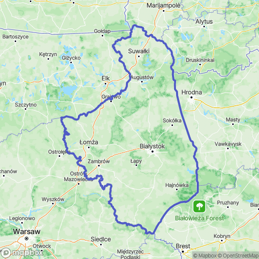 Mapa wyznaczonego obszaru podlaskie