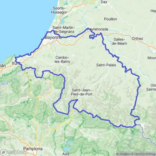 Carte de la zone de délimitation de randonnee-pays-basque