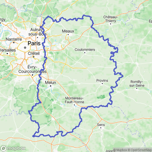 Carte de la zone de délimitation de seine-et-marne