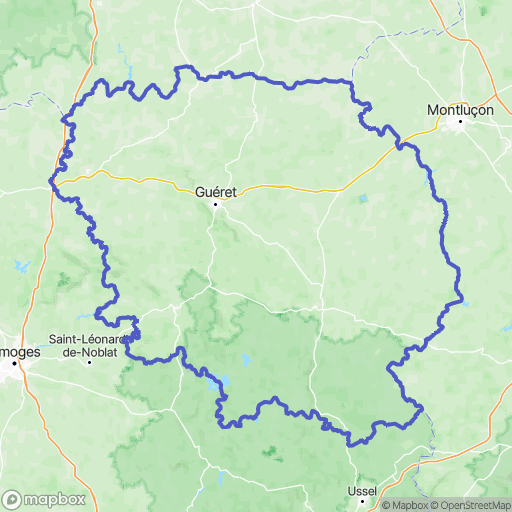 Carte de la zone de délimitation de creuse