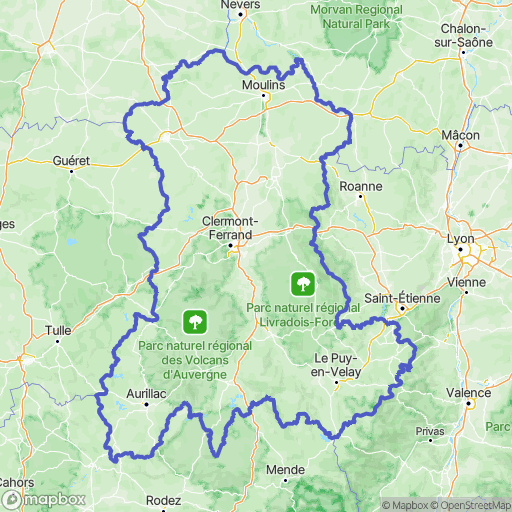 Carte de la zone de délimitation de randonnees-raquettes-auvergne