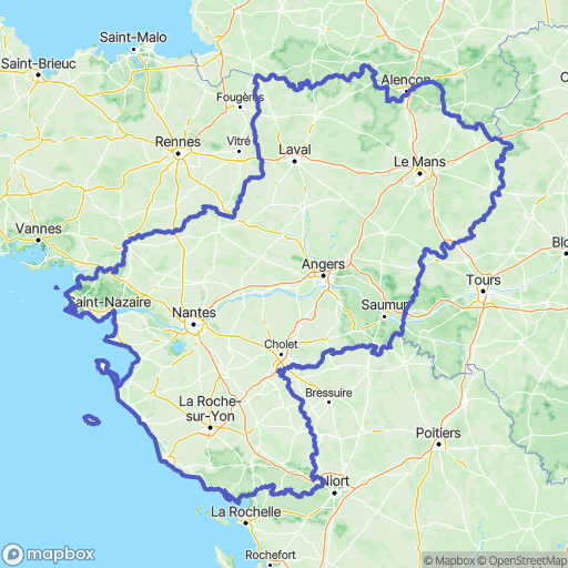 Carte de la zone de délimitation de pays-de-la-loire