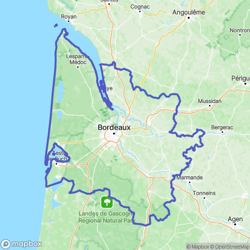 Carte de la zone de délimitation de gironde