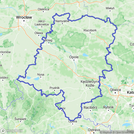 Mapa wyznaczonego obszaru opolskie