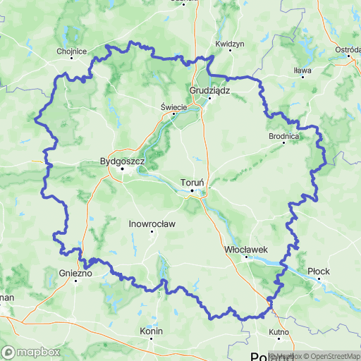 Mapa wyznaczonego obszaru kujawsko-pomorskie