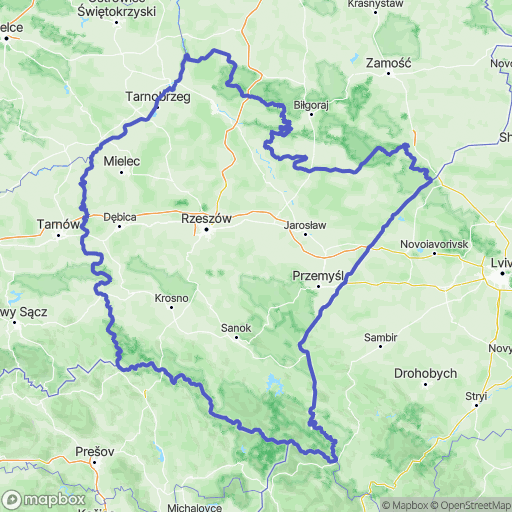Mapa wyznaczonego obszaru podkarpackie