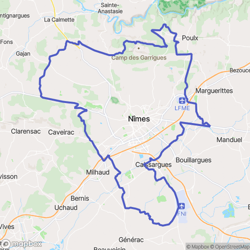 Carte de la zone de délimitation de nimes