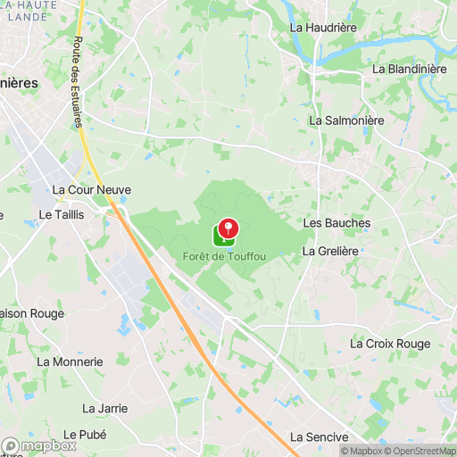 Carte de la zone de délimitation de randonnee-foret-de-touffou