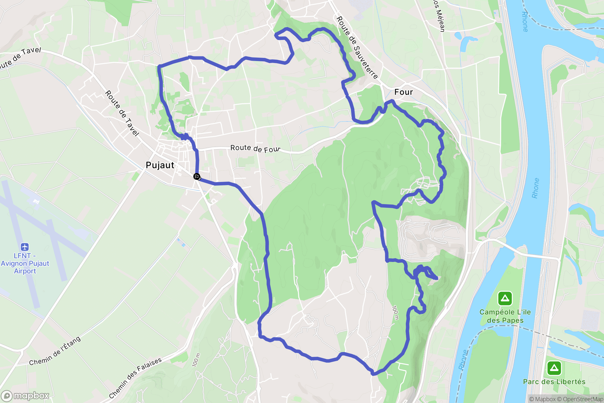 Pujaut : carte du parcours de randonnée - France