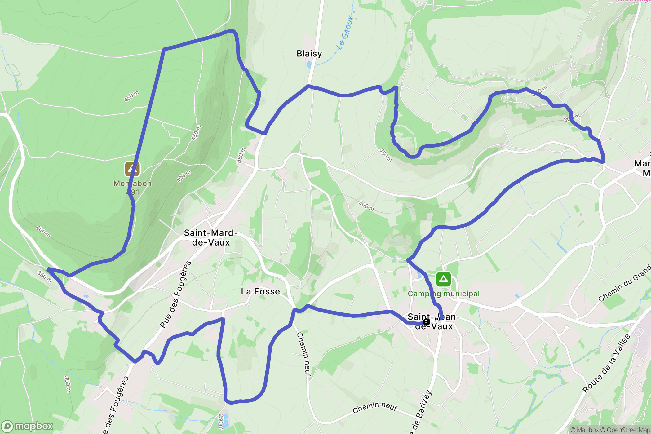 Saint-Jean-de-Vaux : carte du parcours de randonnée - France