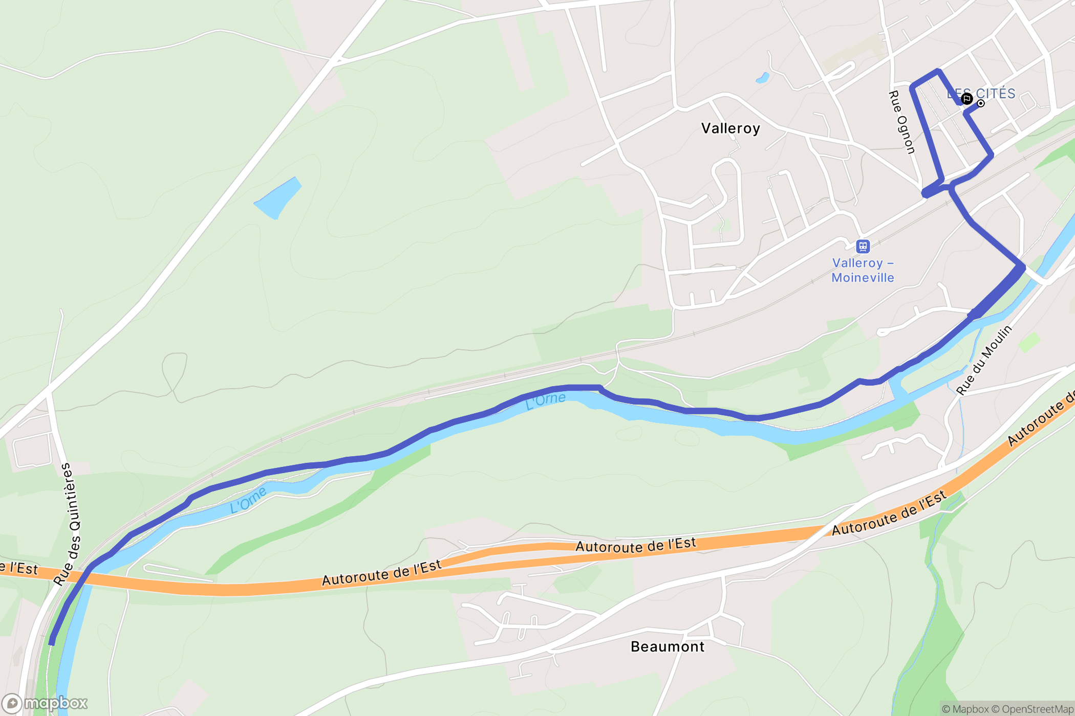 Valleroy : carte du parcours de randonnée - France