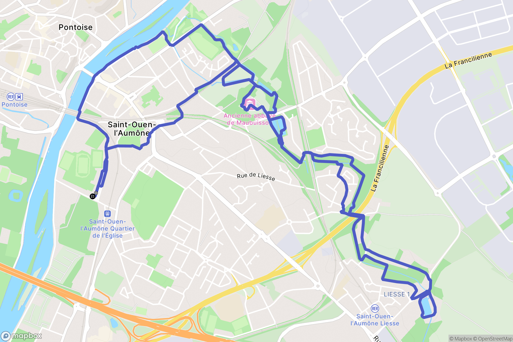 Saint-Ouen-l'Aumône : carte du parcours de randonnée - France