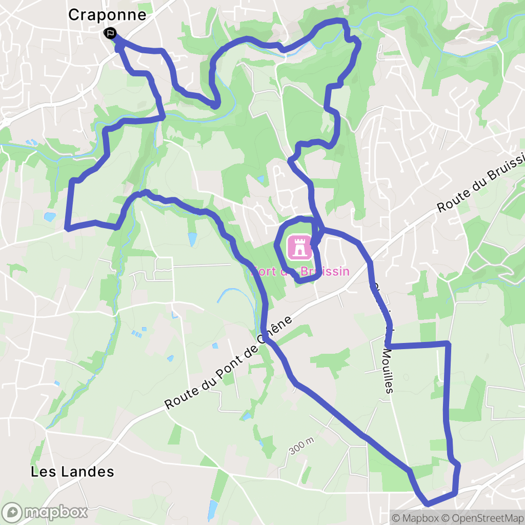 Craponne : carte du parcours de randonnée - France