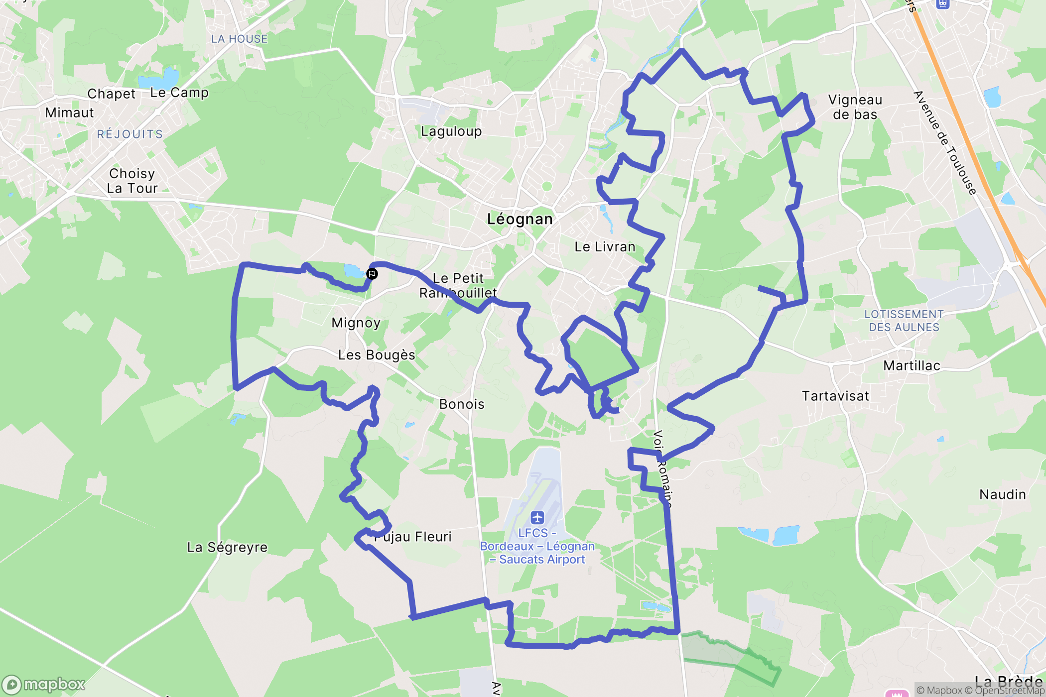 Léognan : carte du parcours de randonnée - France