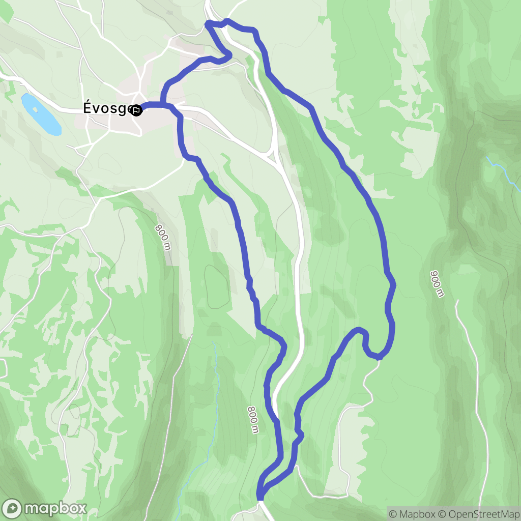 Évosges : carte du parcours de randonnée - France