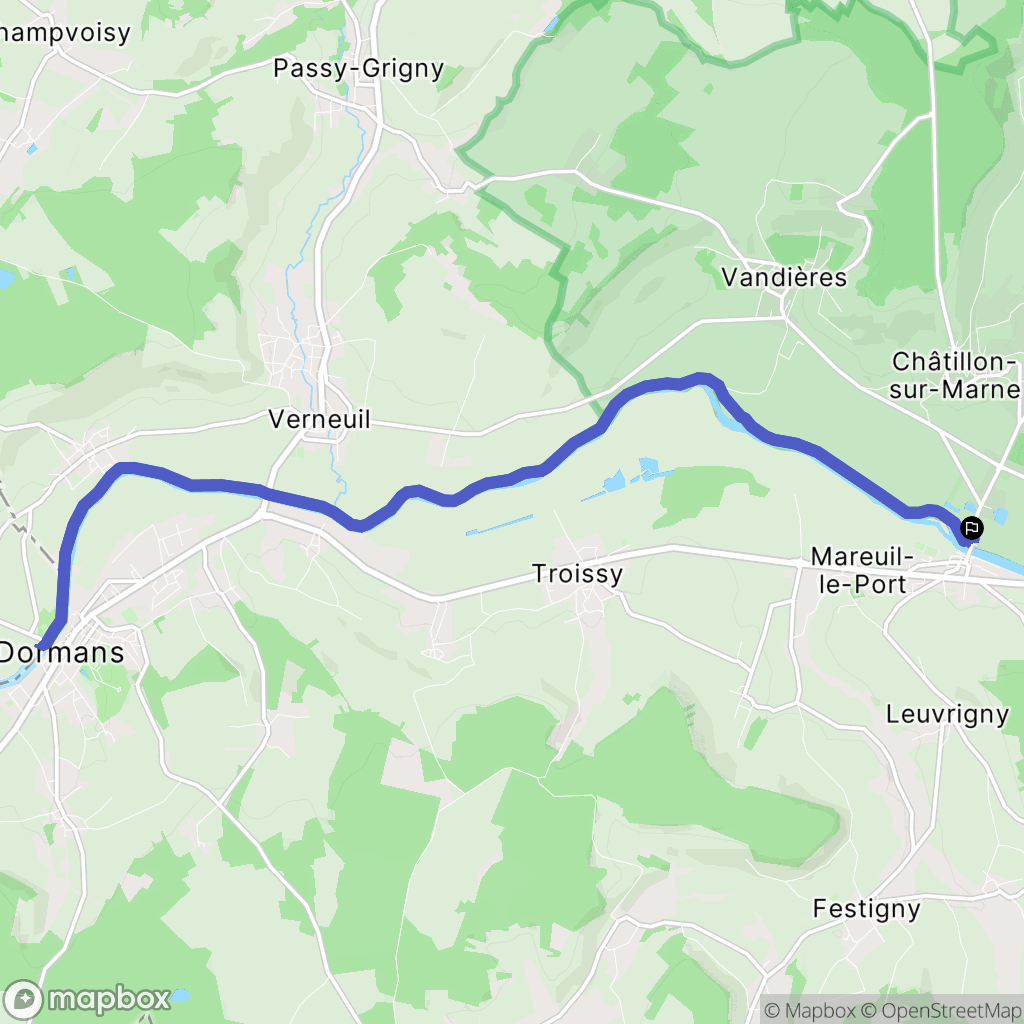 Châtillon-sur-Marne : carte du parcours de randonnée - France