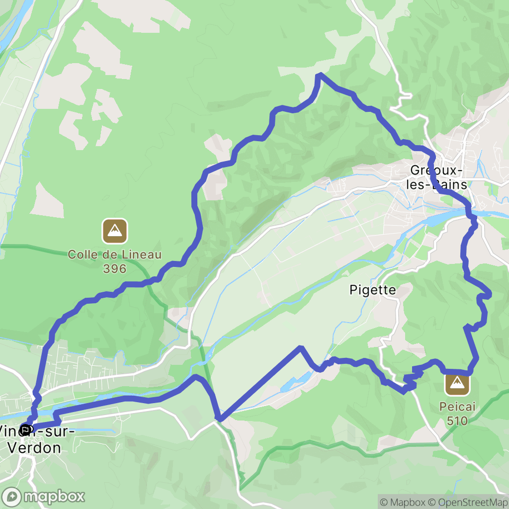 Vinon-sur-Verdon : carte du parcours de randonnée - France