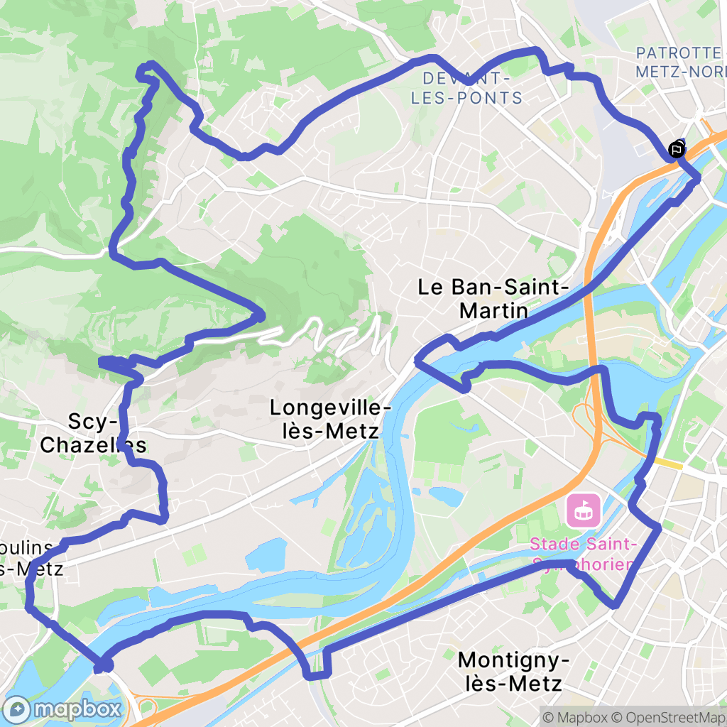 Metz : carte du parcours de randonnée - France