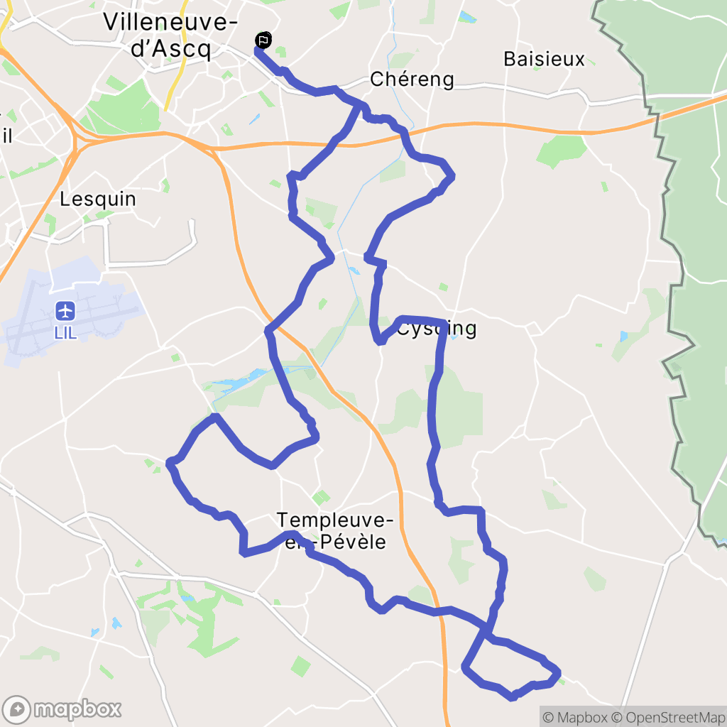 Villeneuve-d'Ascq : carte du parcours de randonnée - France