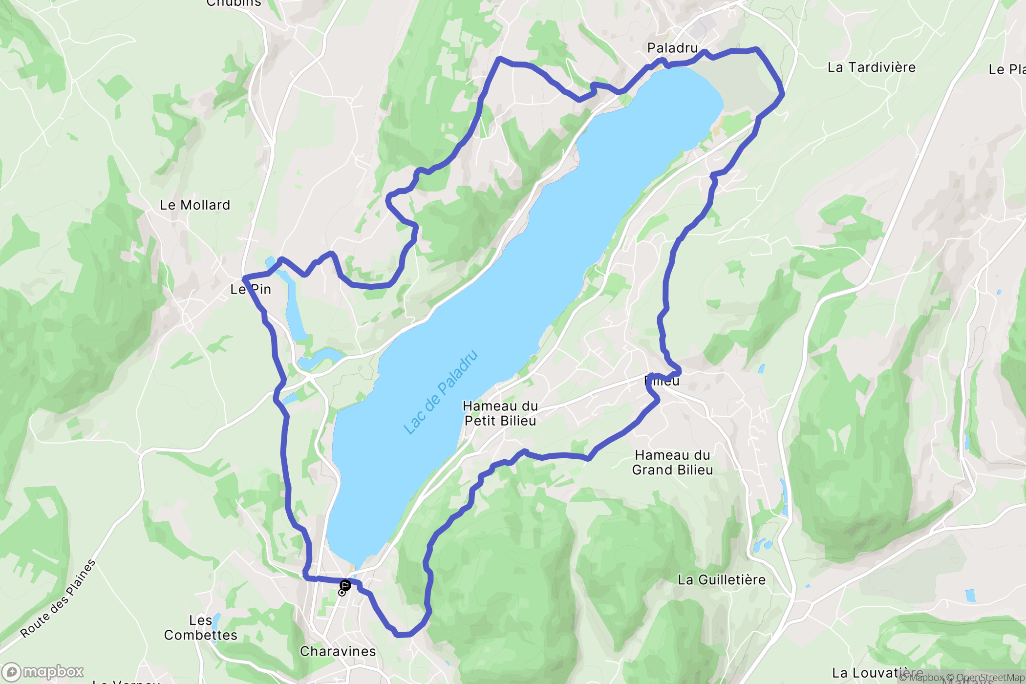 Charavines : carte du parcours de randonnée - France