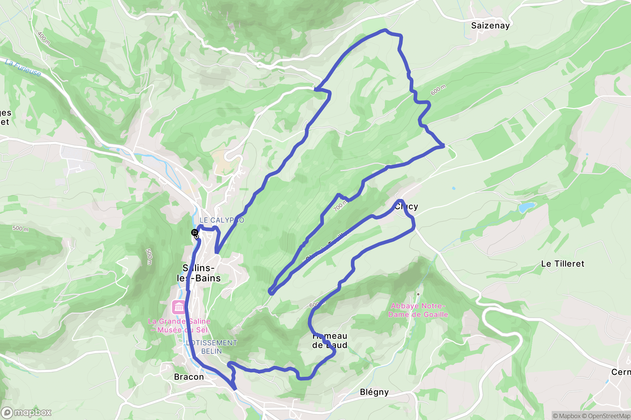 Salins-les-Bains : carte du parcours de randonnée - France