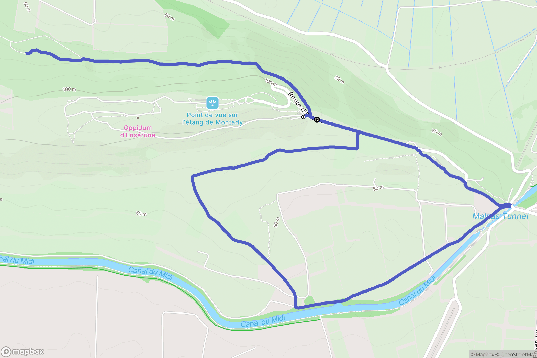 Nissan-lez-Enserune : carte du parcours de randonnée - France