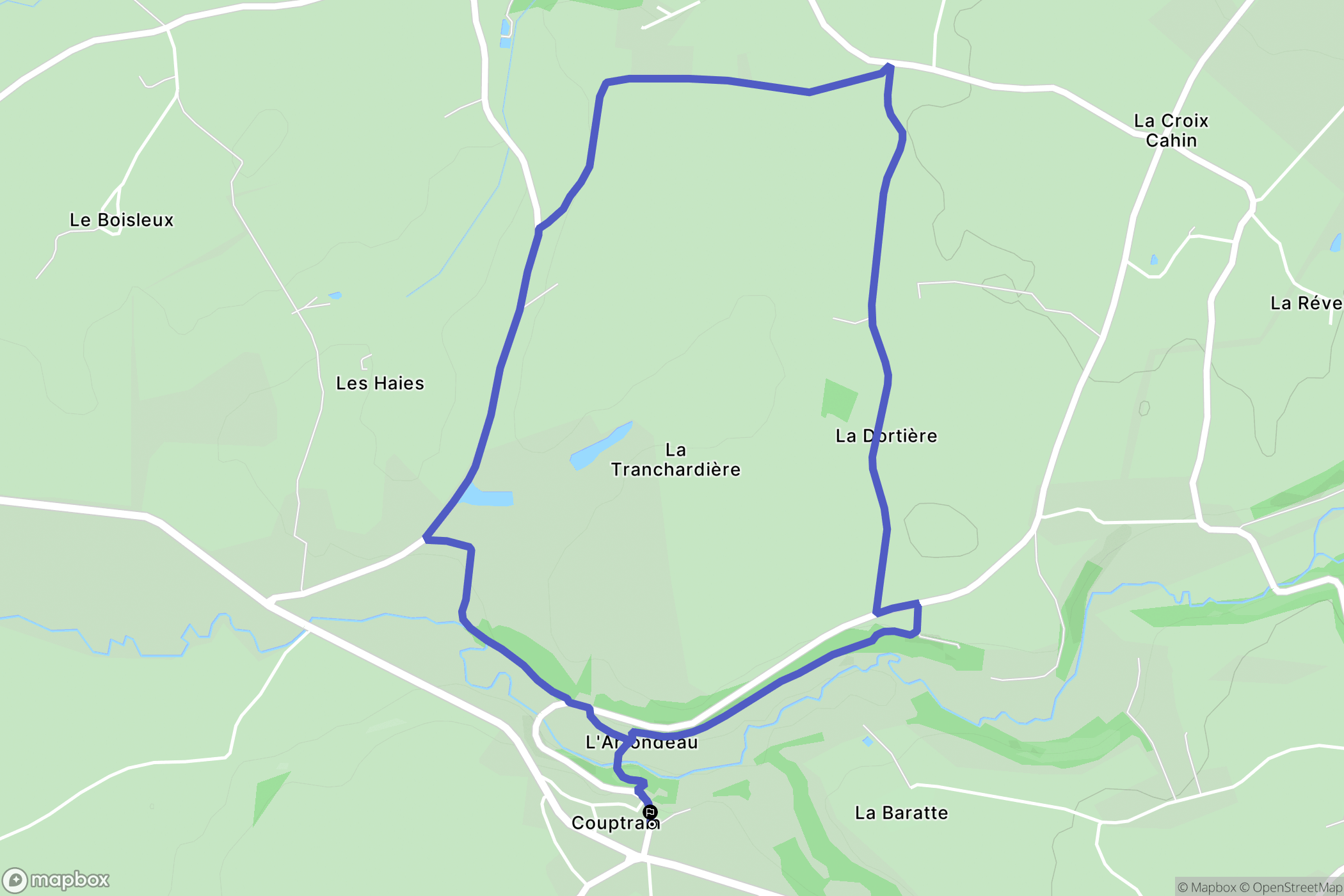 Couptrain : carte du parcours de randonnée - France
