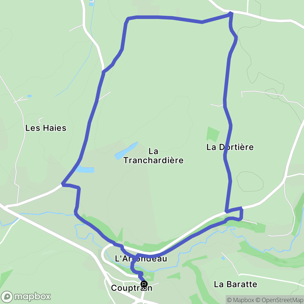 Couptrain : carte du parcours de randonnée - France