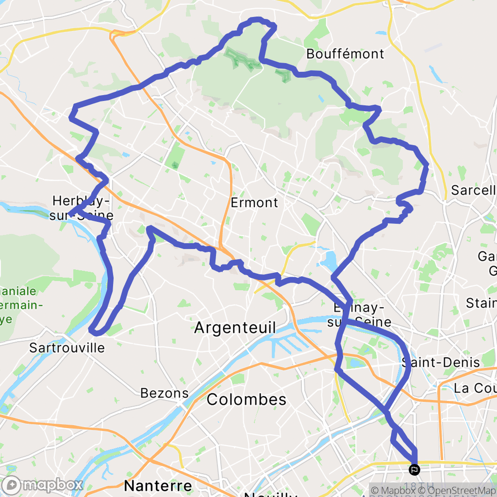 Paris : carte du parcours de randonnée - France