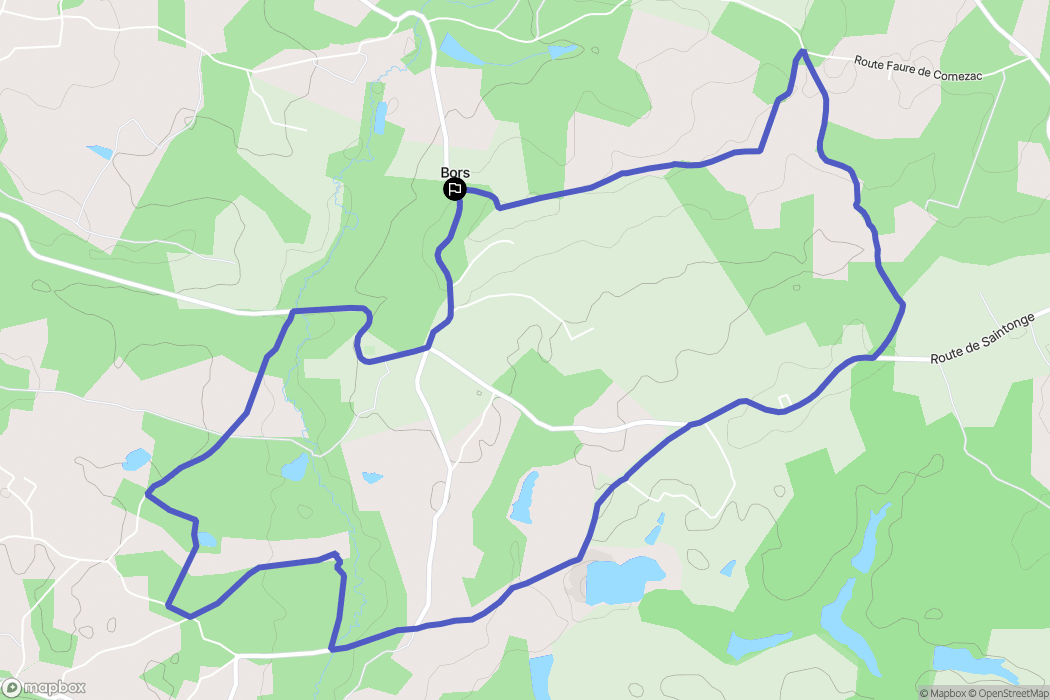 Bors(Canton de Baignes-Sainte-Radegonde) : carte du parcours de randonnée - France