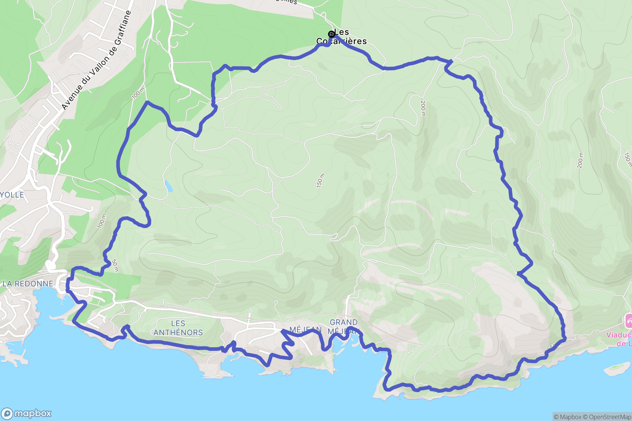 Ensuès-la-Redonne : carte du parcours de randonnée - France