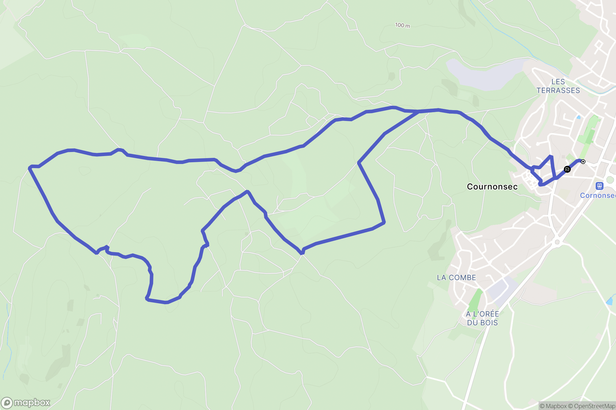 Cournonsec : carte du parcours de randonnée - France