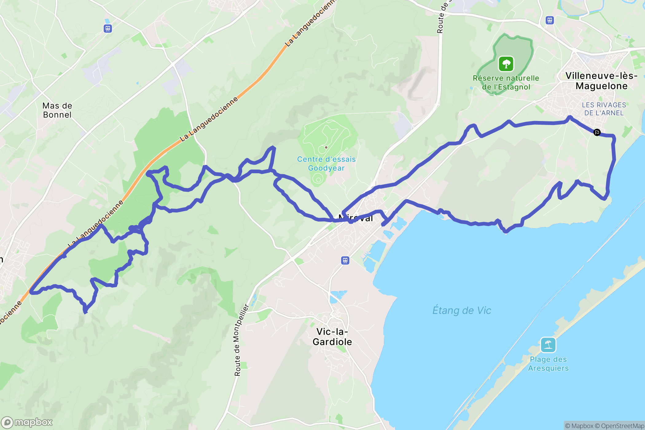 Villeneuve-lès-Maguelone : carte du parcours de randonnée - France