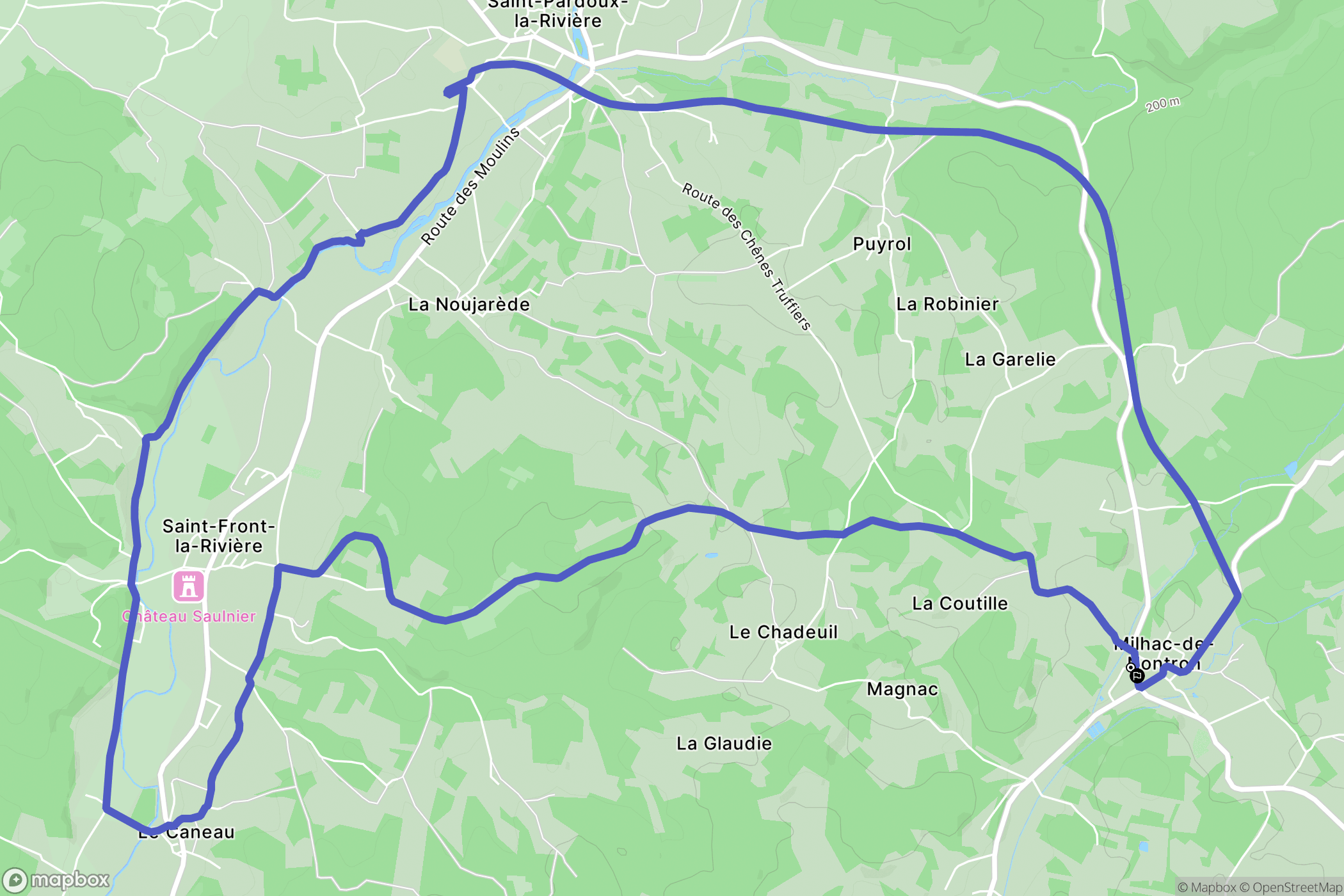 Milhac-de-Nontron : carte du parcours de randonnée - France