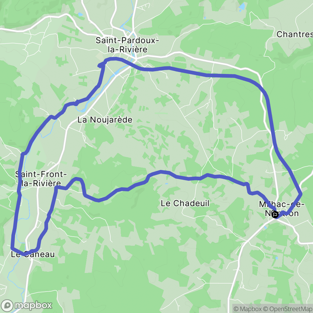 Milhac-de-Nontron : carte du parcours de randonnée - France
