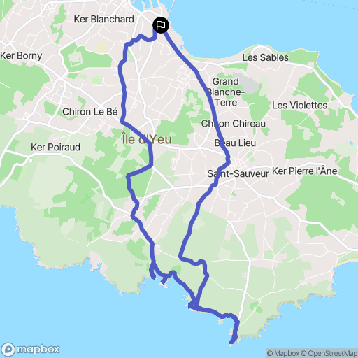 L'Île-d'Yeu : carte du parcours de randonnée - France