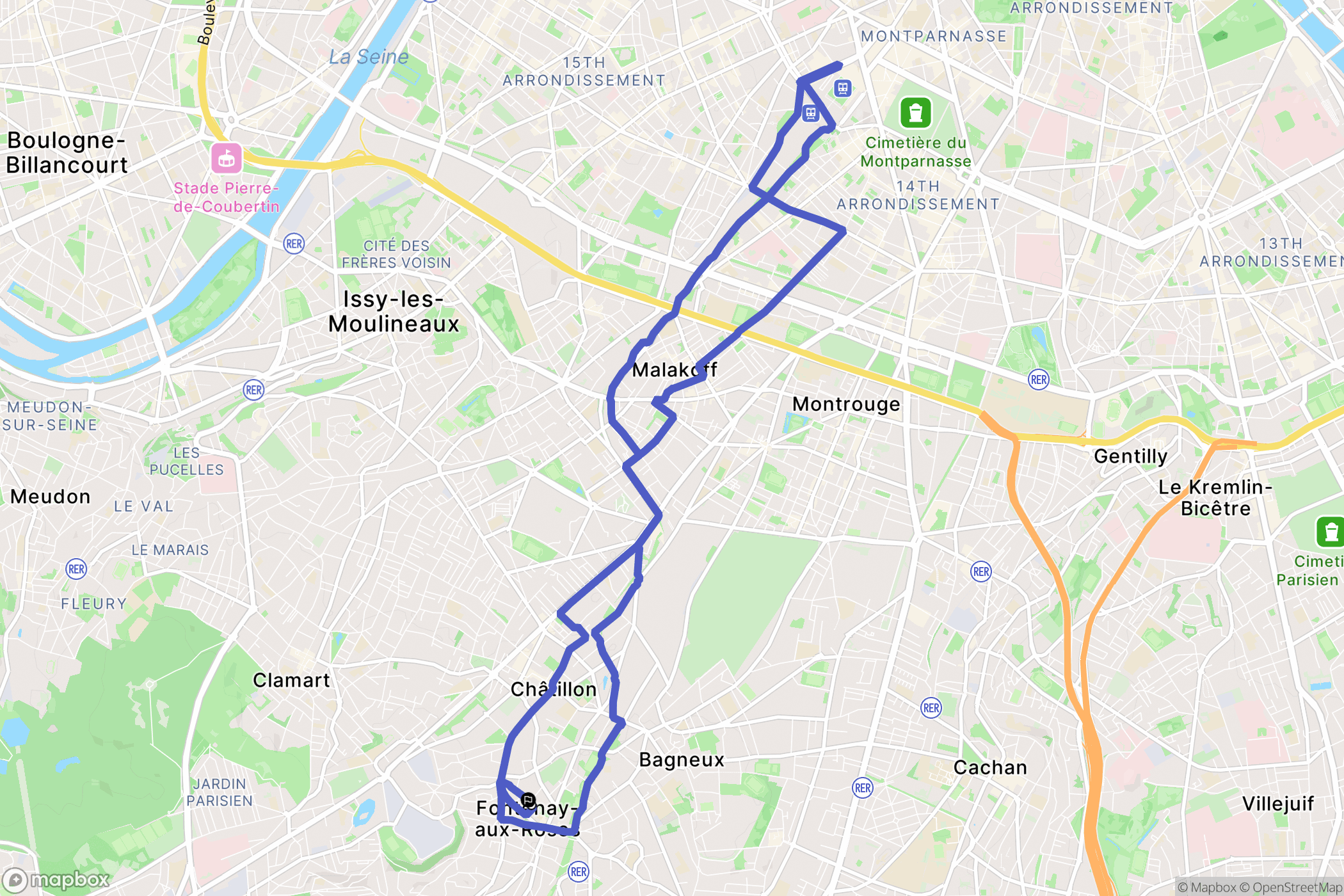 Fontenay-aux-Roses : carte du parcours de randonnée - France