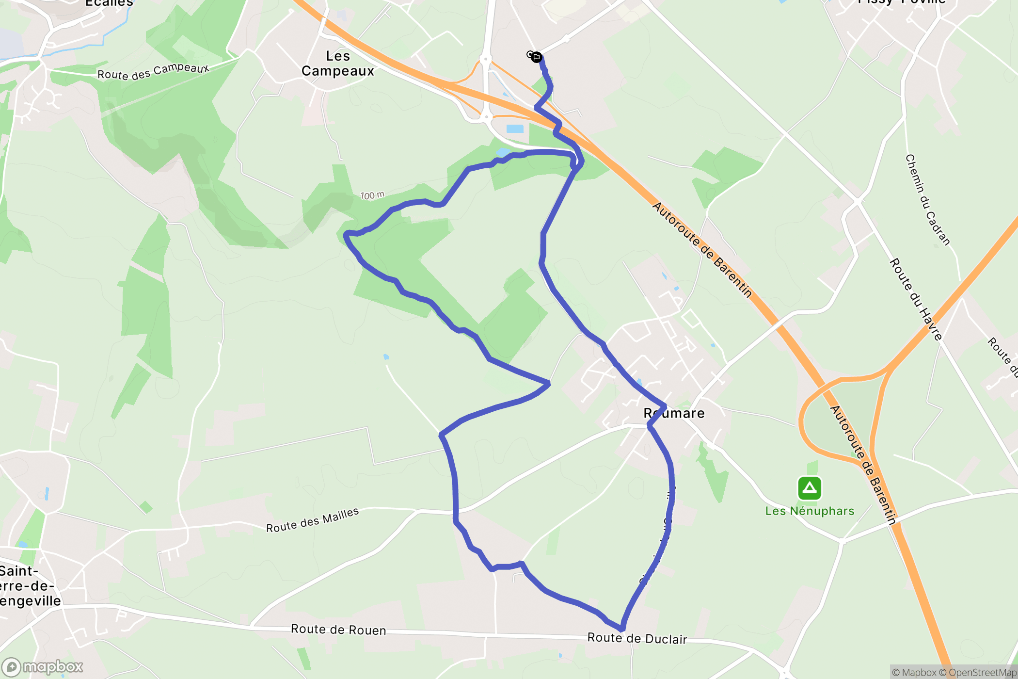 Barentin : carte du parcours de randonnée - France