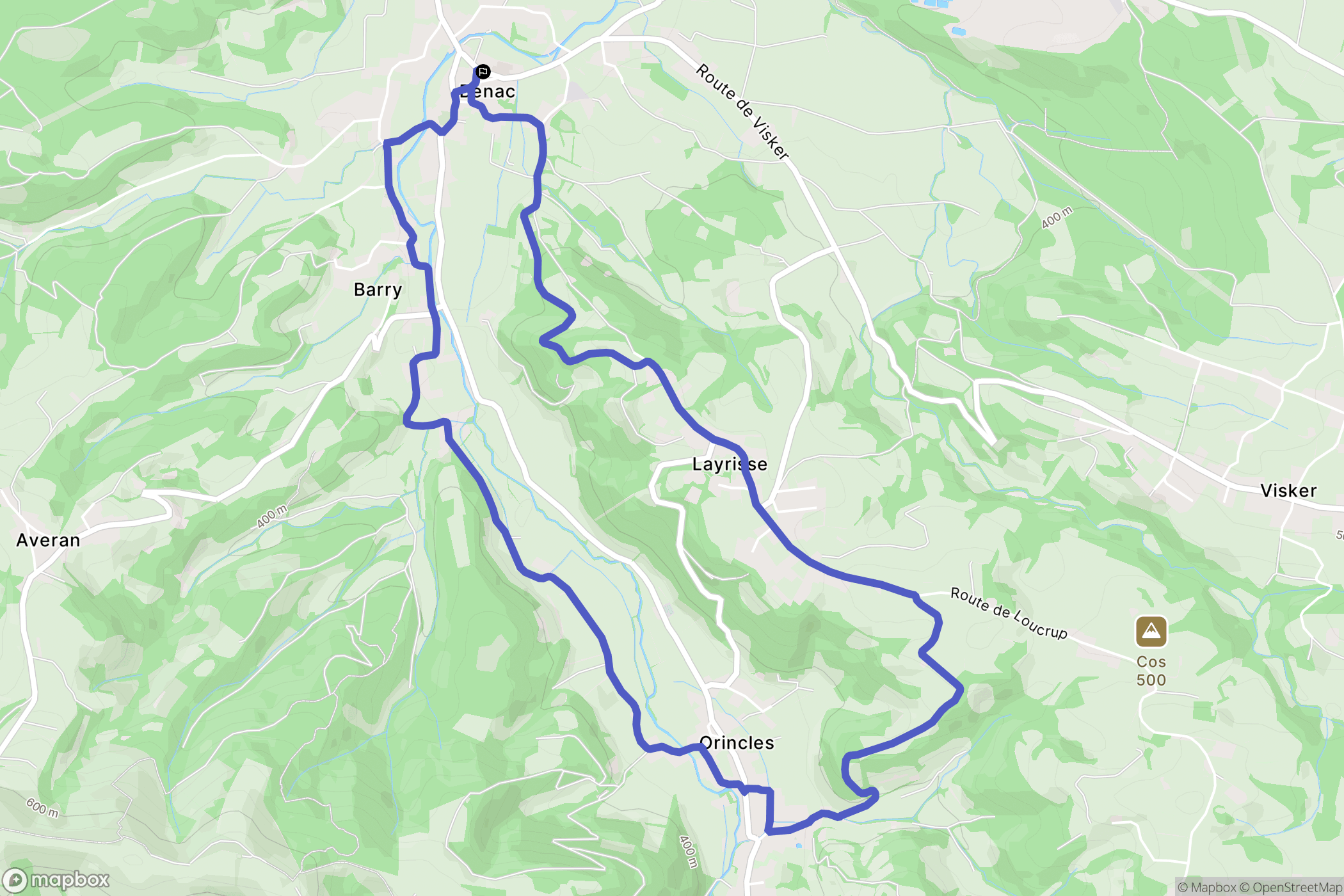 Bénac : carte du parcours de randonnée - France