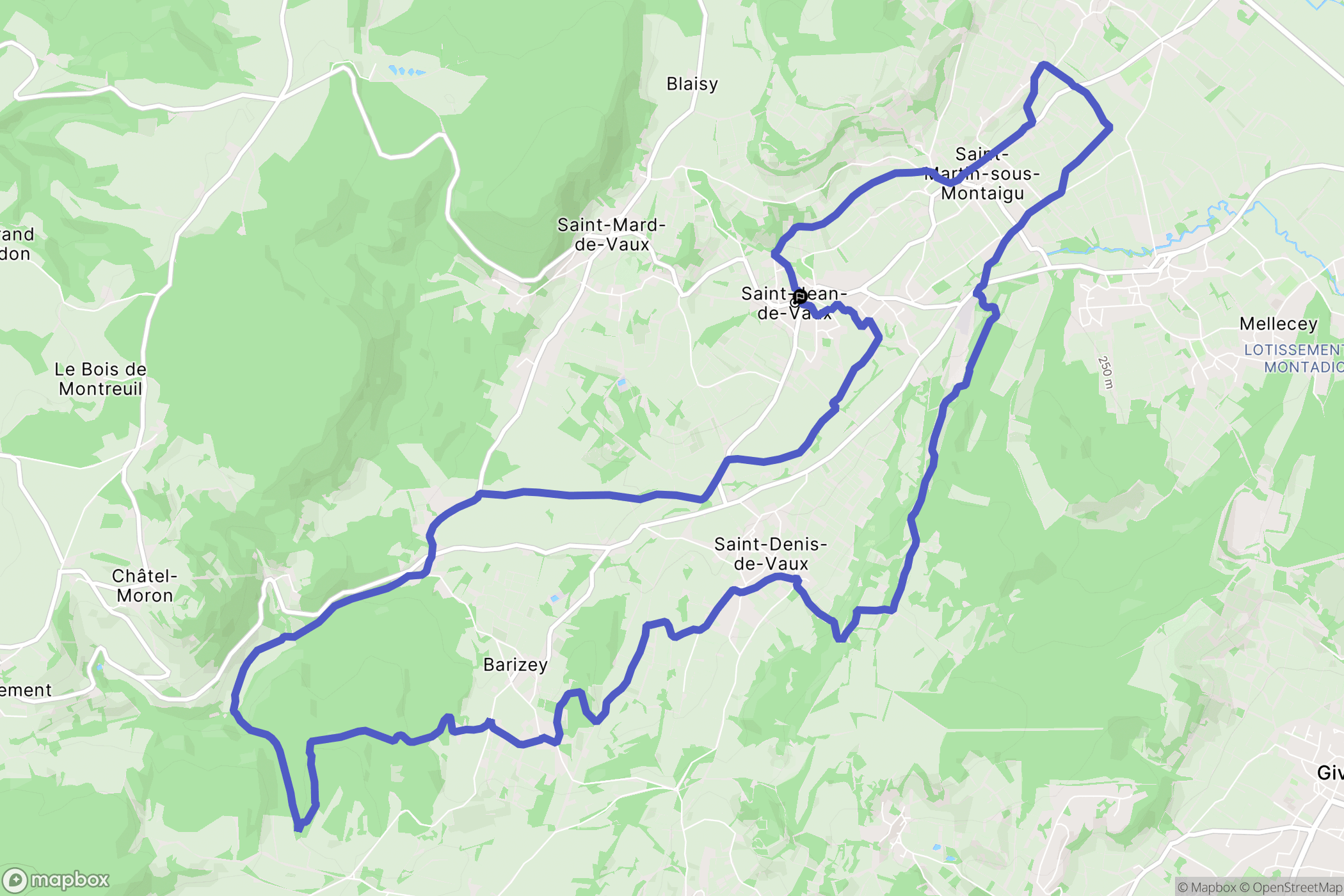 Saint-Jean-de-Vaux : carte du parcours de randonnée - France