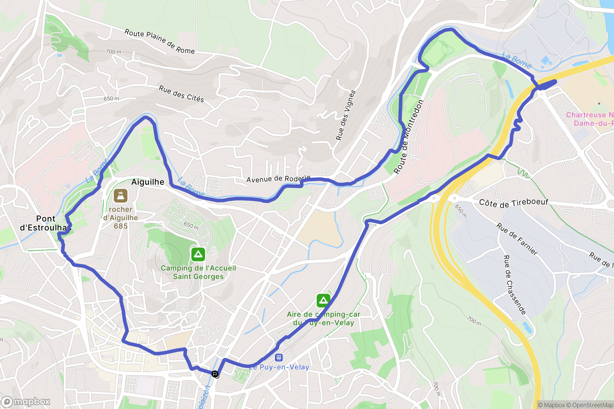 Le Puy-en-Velay : carte du parcours de randonnée - France