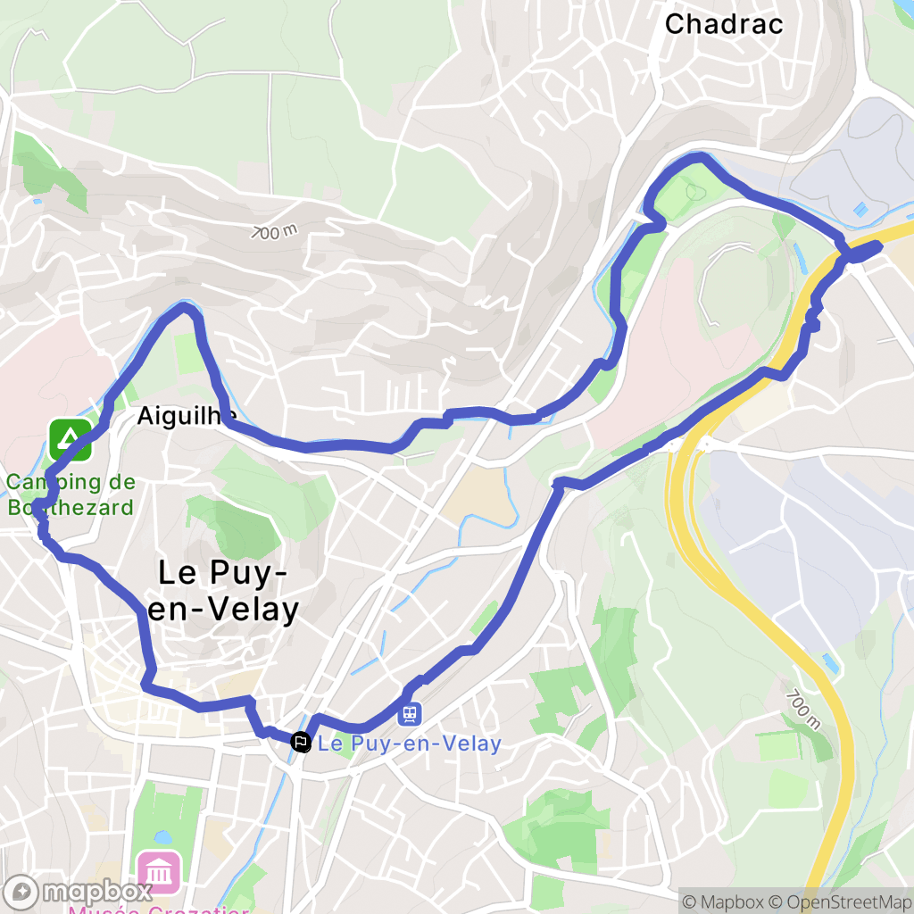 Le Puy-en-Velay : carte du parcours de randonnée - France