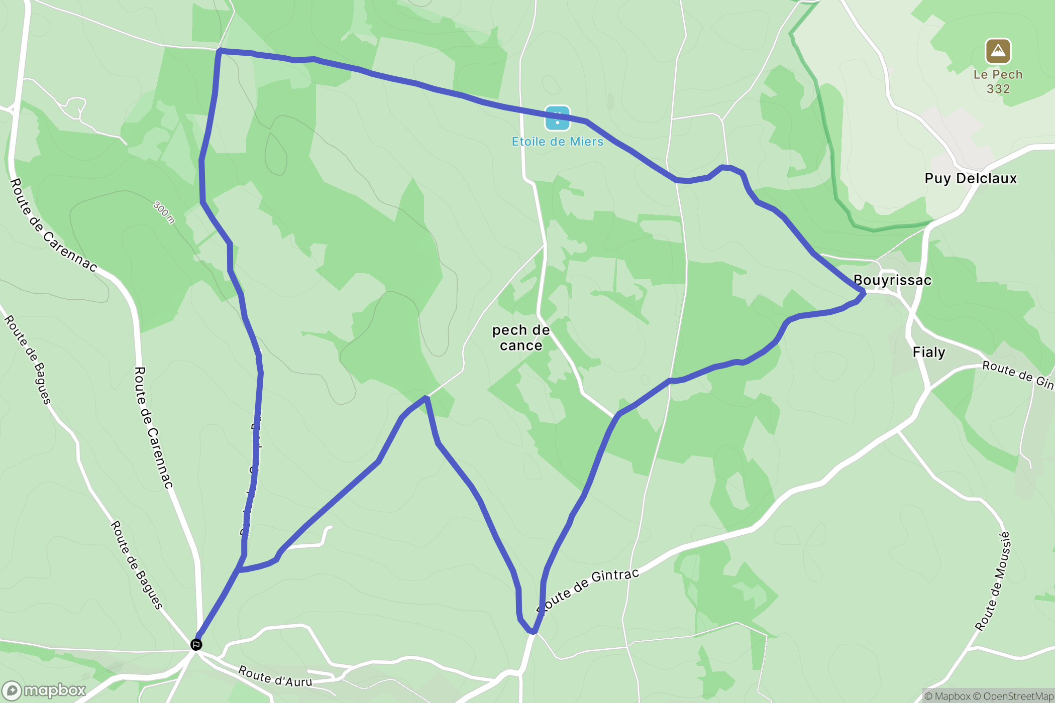 Miers : carte du parcours de randonnée - France