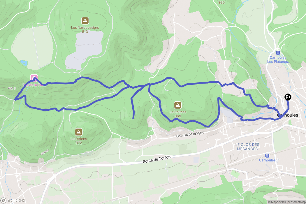 Carnoules : carte du parcours de randonnée - France