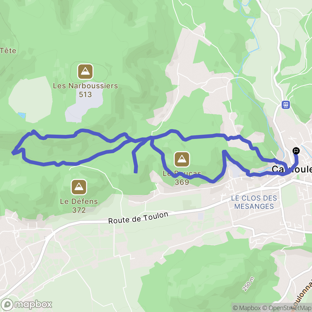 Carnoules : carte du parcours de randonnée - France