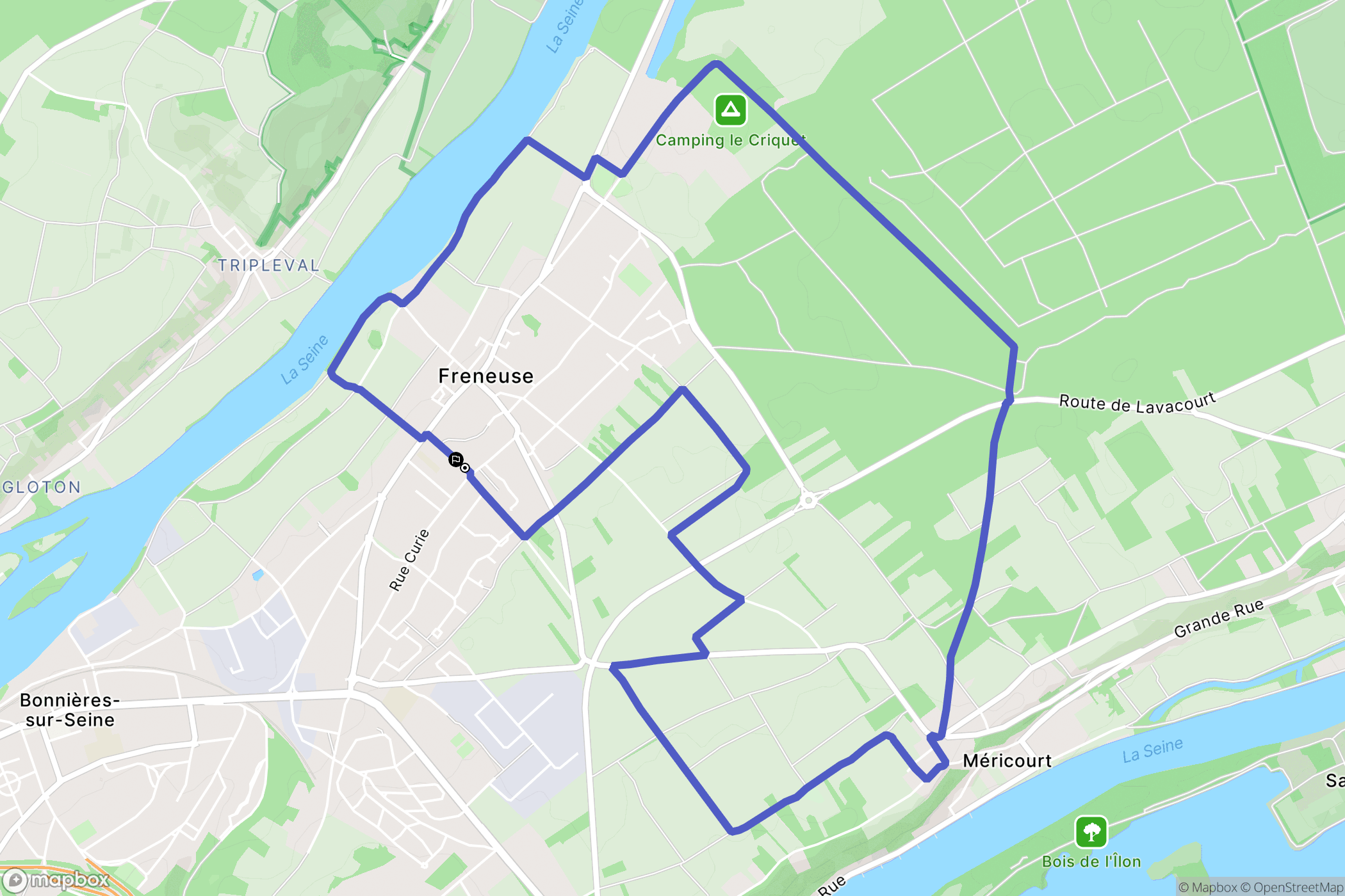 Freneuse : carte du parcours de randonnée - France