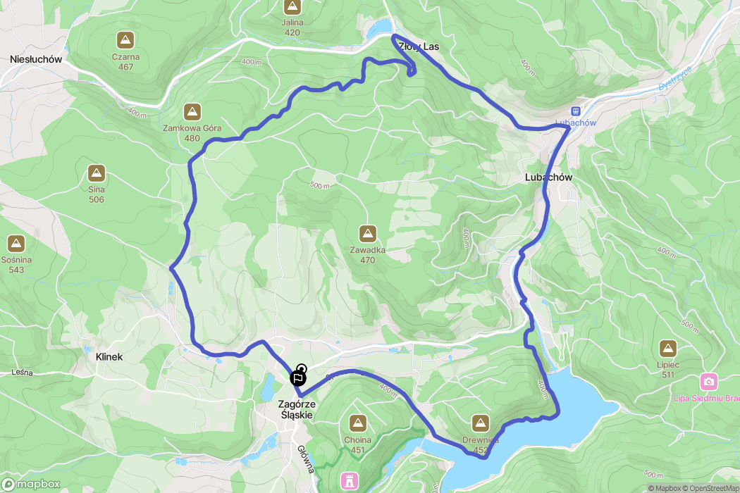 Zagórze Śląskie: mapa trasy - Poland